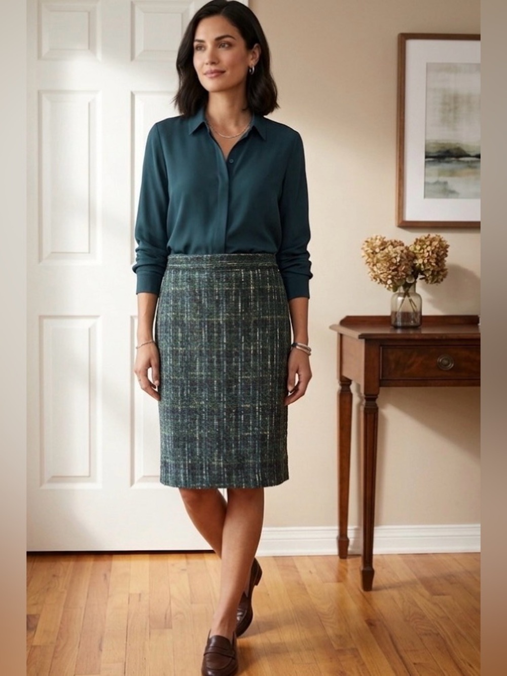 J. Jill Multicolor Tweed Pencil Skirt size 8
